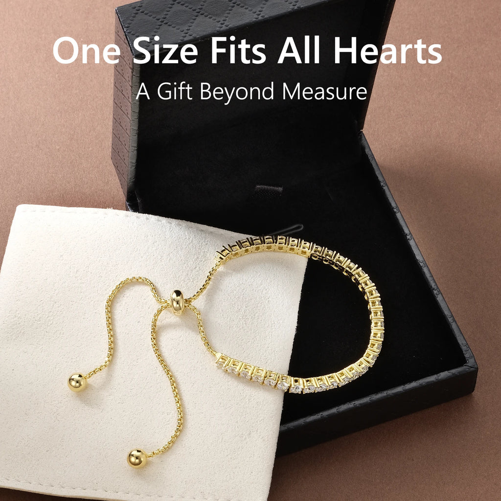 Sterling Silver Classic Tennis Bracelet 14K Gold Plated cubic zirconia