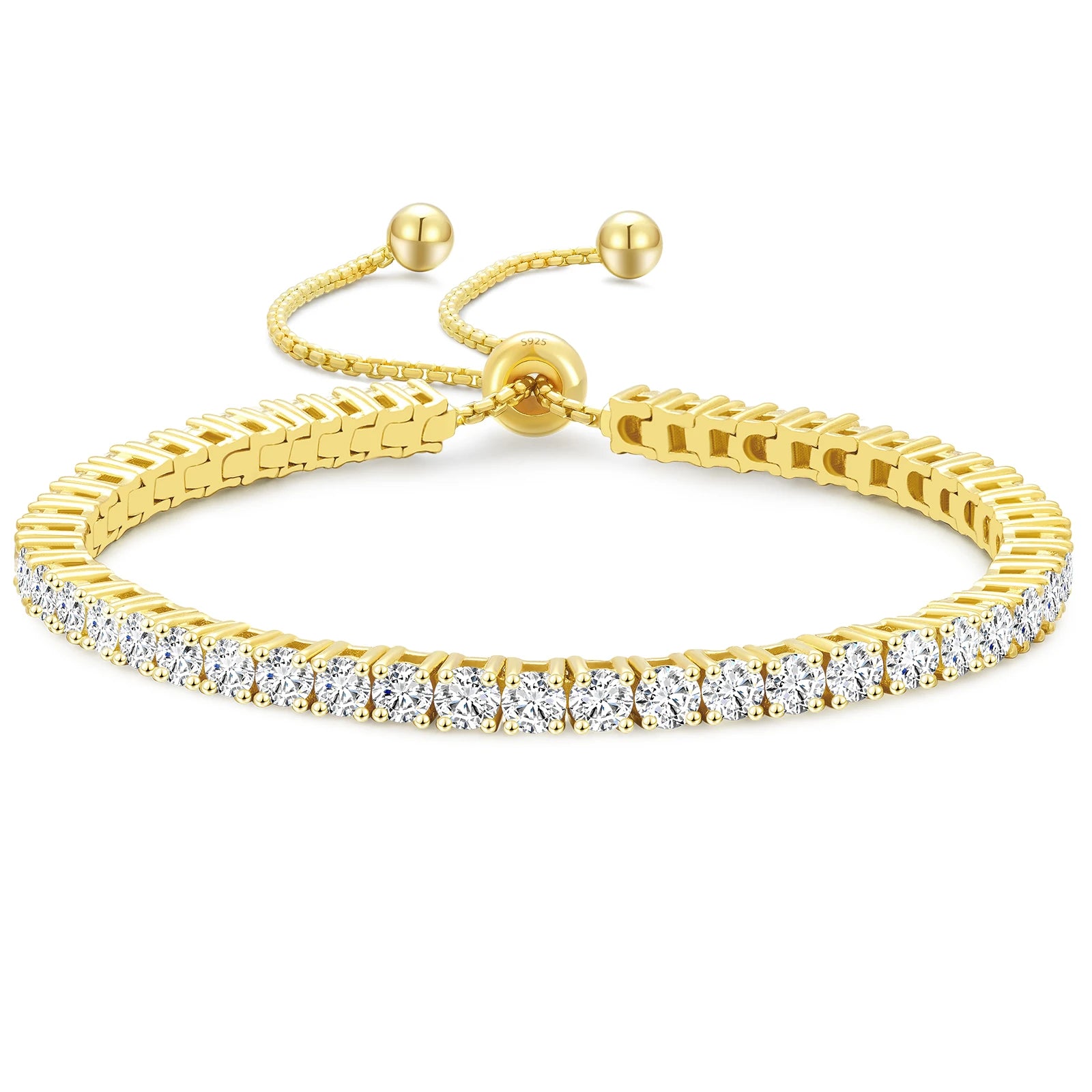 Sterling Silver Classic Tennis Bracelet 14K Gold Plated cubic zirconia