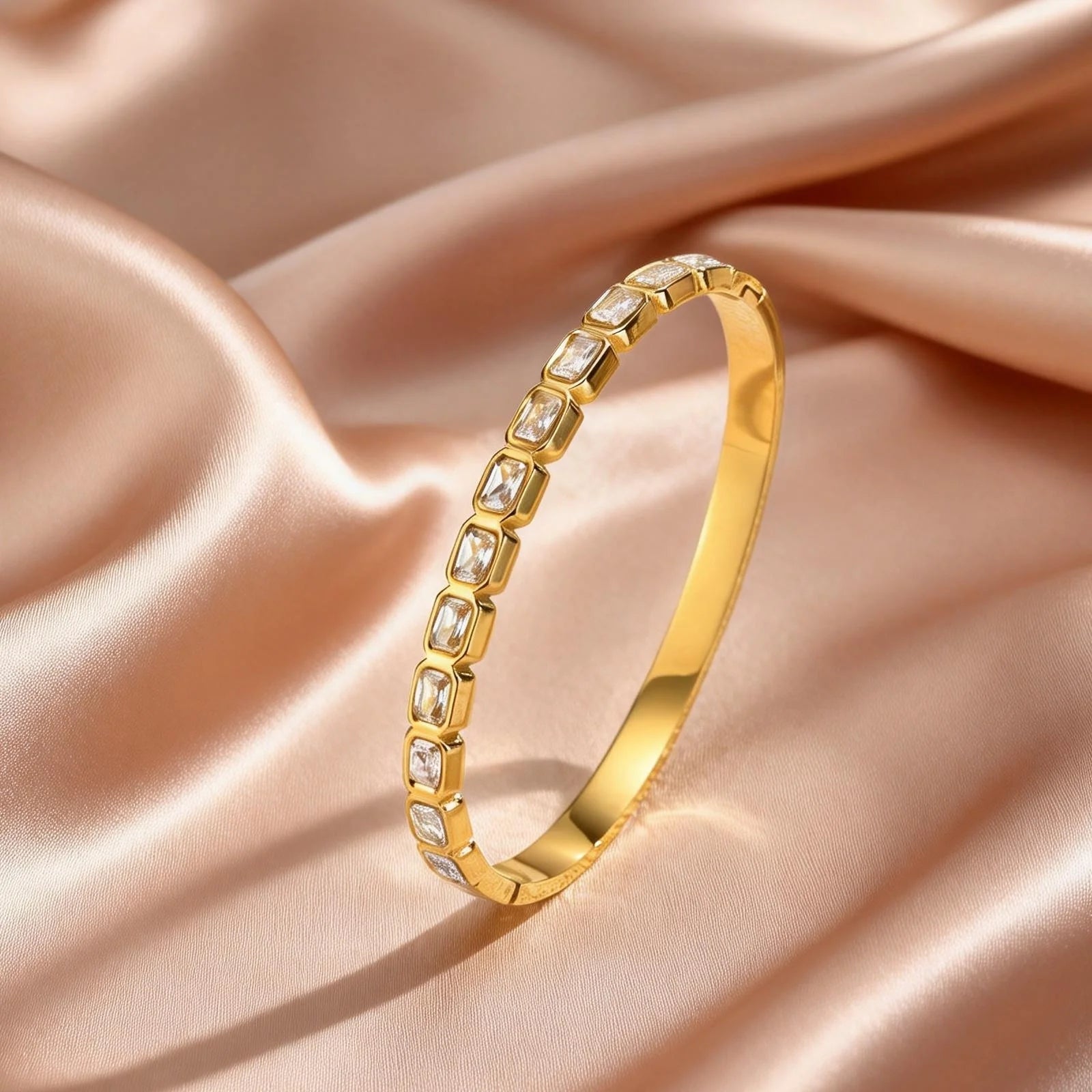 Luxury Sparkling Inlaid Zircon Stainless Steel Bracelets