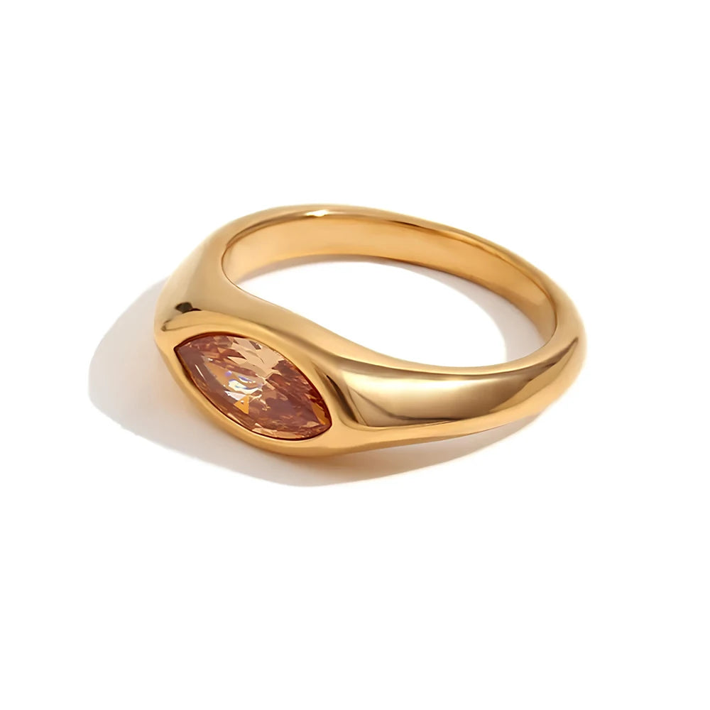 Titanium Steel Marquise Cut Ring