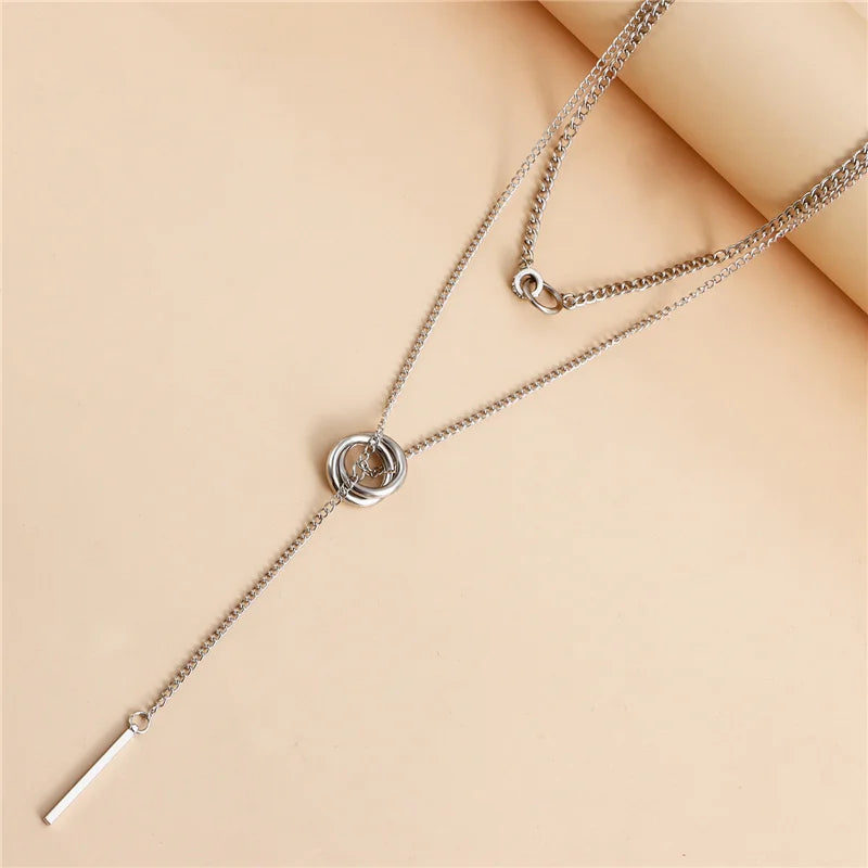 Boho Vintage Double Round Charm Layered
