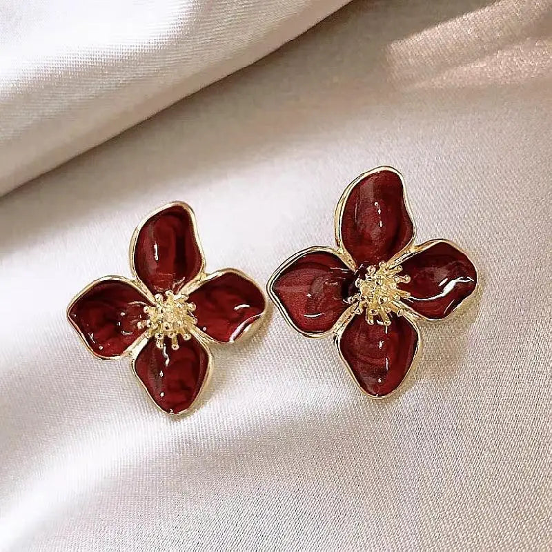 Retro Drip Glaze studs Flower Earrings