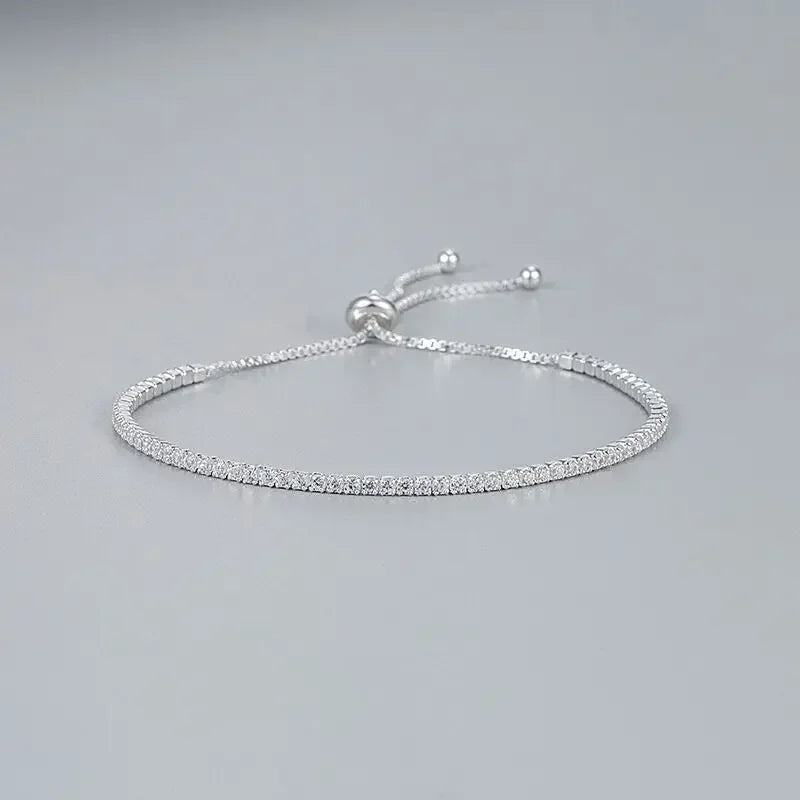 Sterling Silver Bracelet Elegant Zircon Tennis Crystal Chain