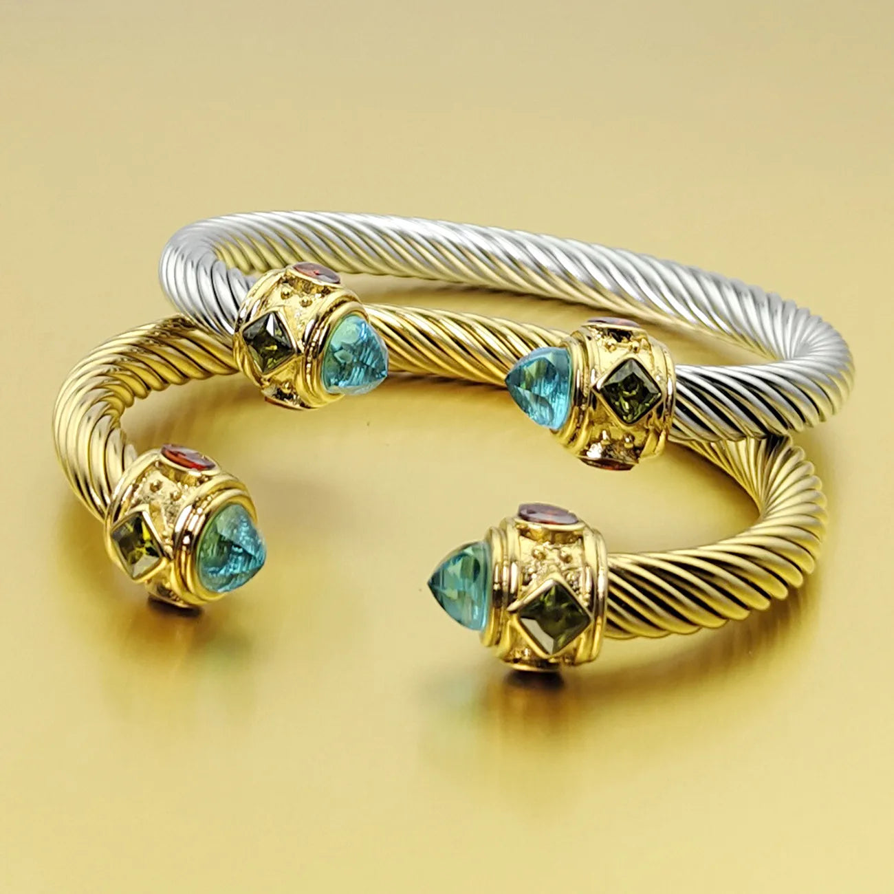 Jawhara Stainless Steel Zircon Open Bracelet