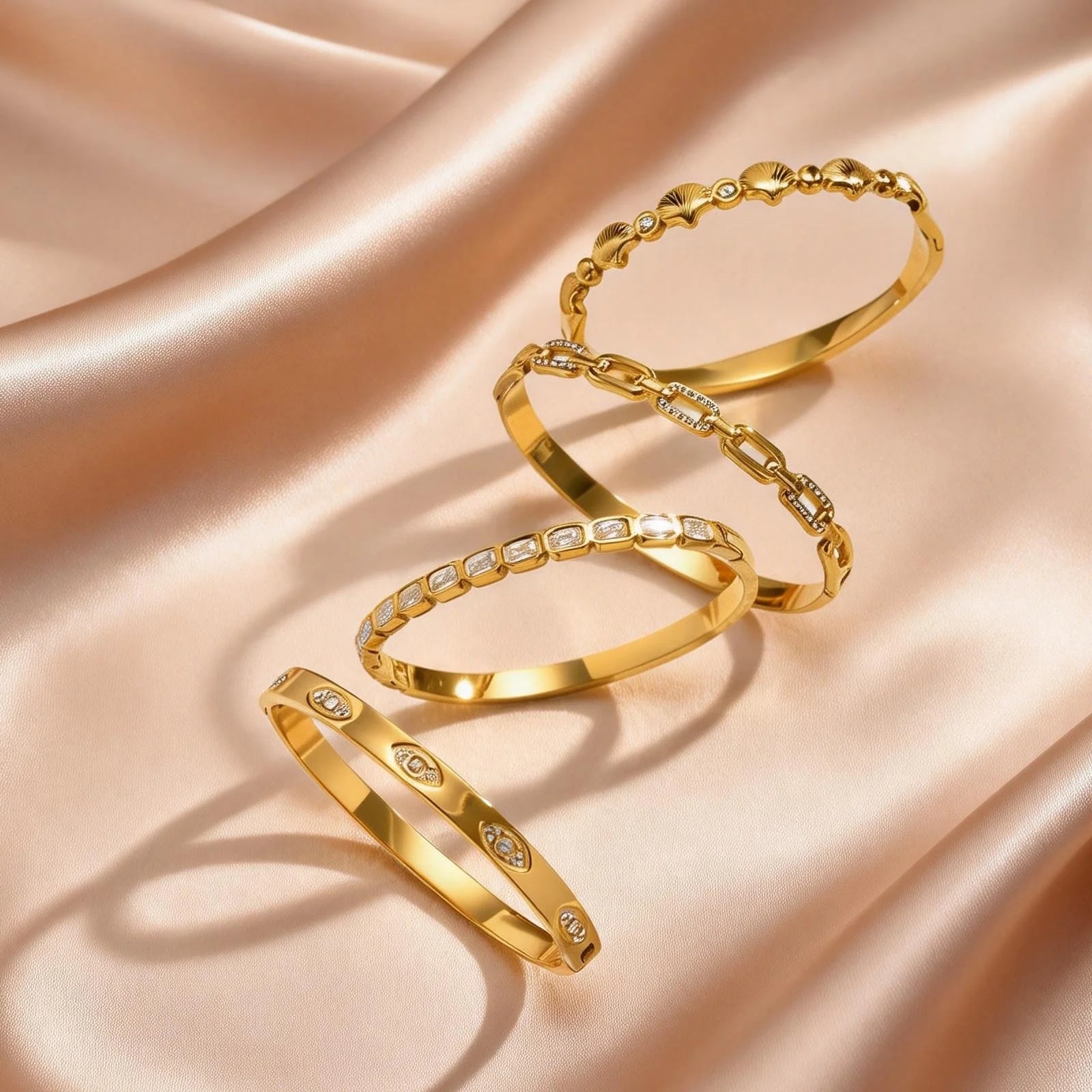 Luxury Sparkling Inlaid Zircon Stainless Steel Bracelets