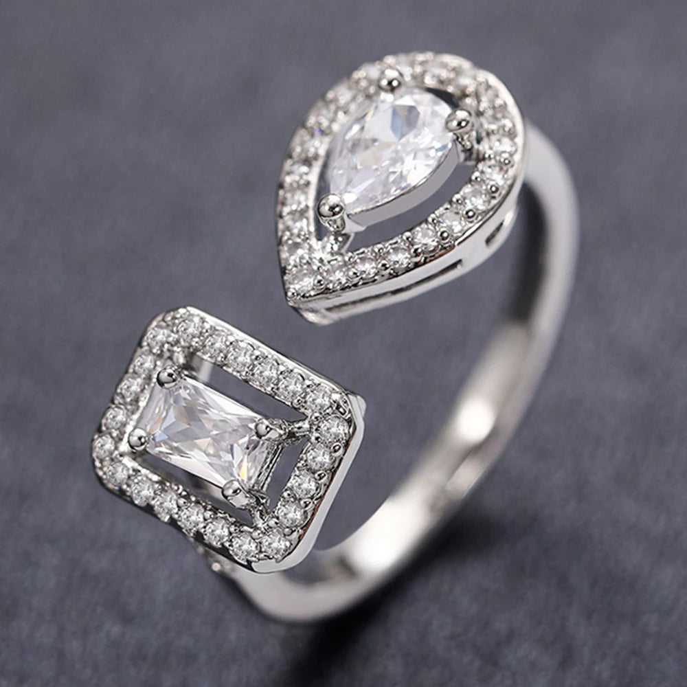 Huitan Geometric Shaped Cuff open ring