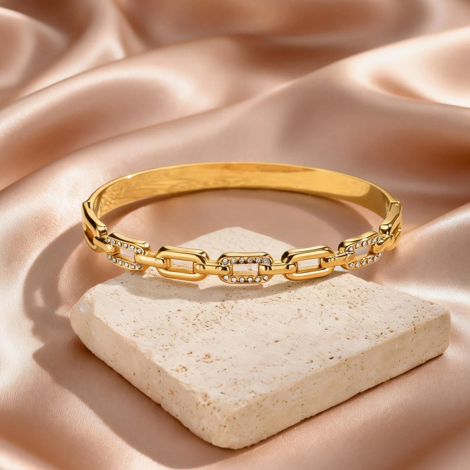 Luxury Sparkling Inlaid Zircon Stainless Steel Bracelets