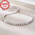Sterling Silver Bracelet Elegant Zircon Tennis Crystal Chain