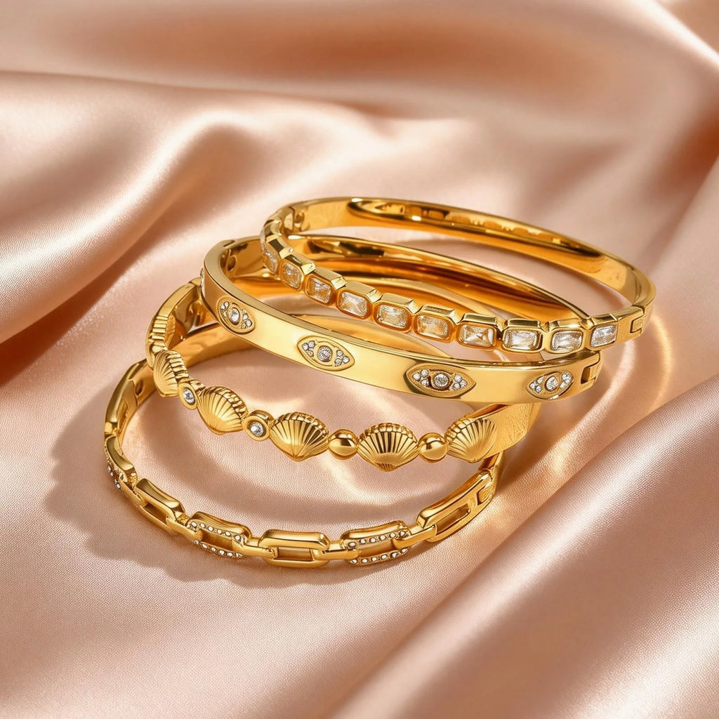 Luxury Sparkling Inlaid Zircon Stainless Steel Bracelets