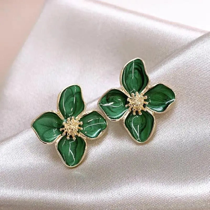 Retro Drip Glaze studs Flower Earrings