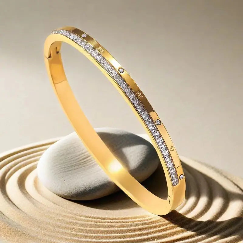 Bracelet bangle titanium 18k plated
