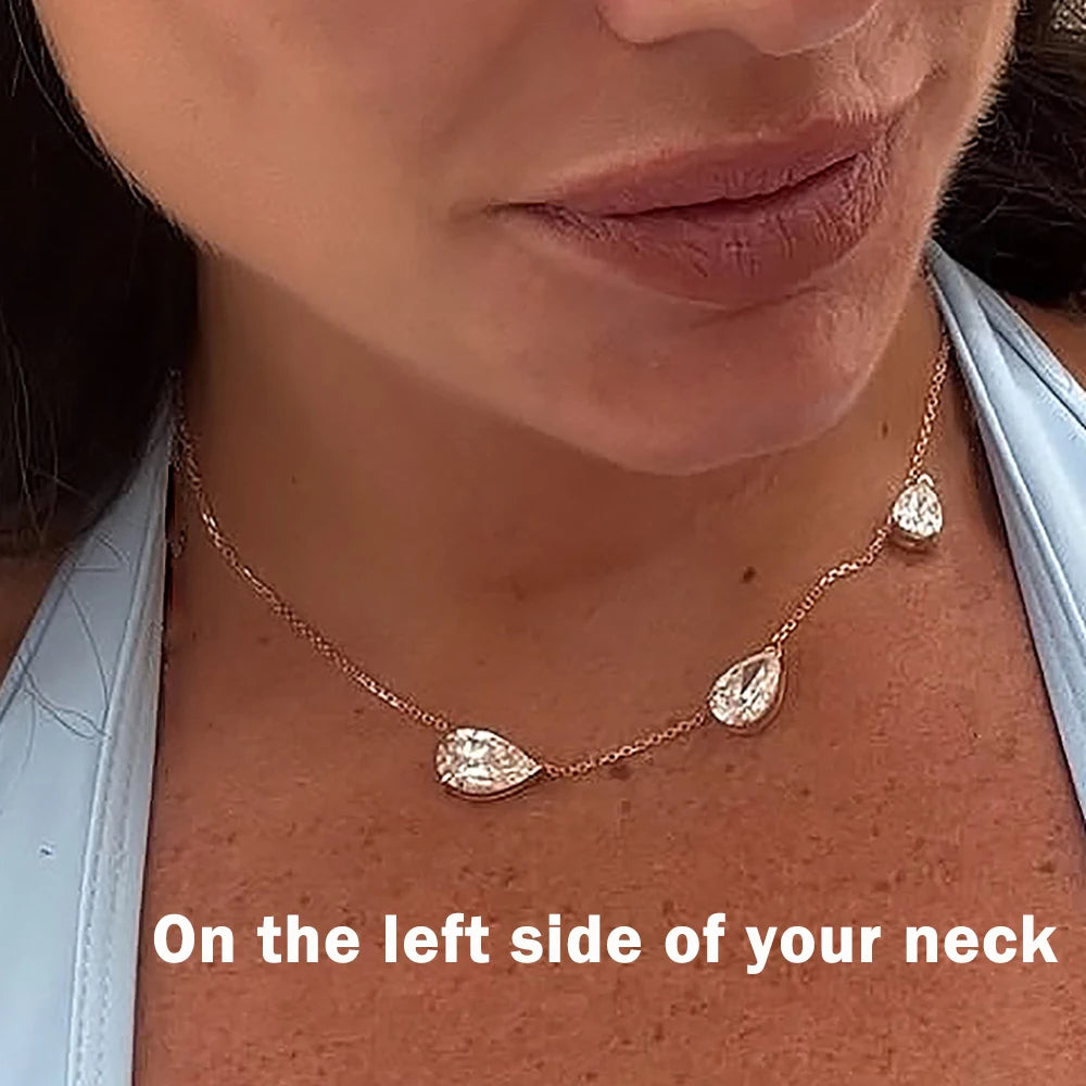 3-Stones Waterdrop Moissanite Pendant Necklace