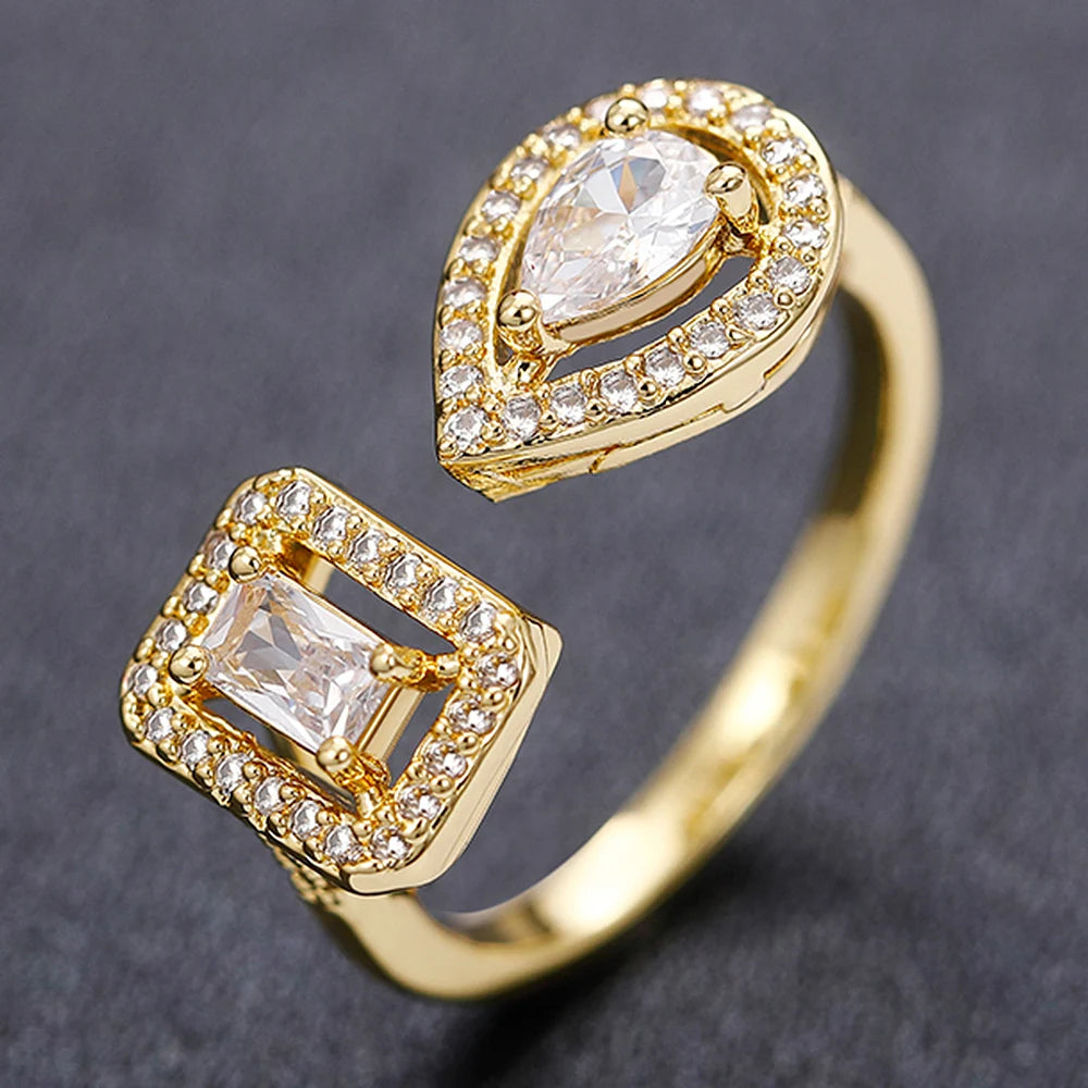 Huitan Geometric Shaped Cuff open ring