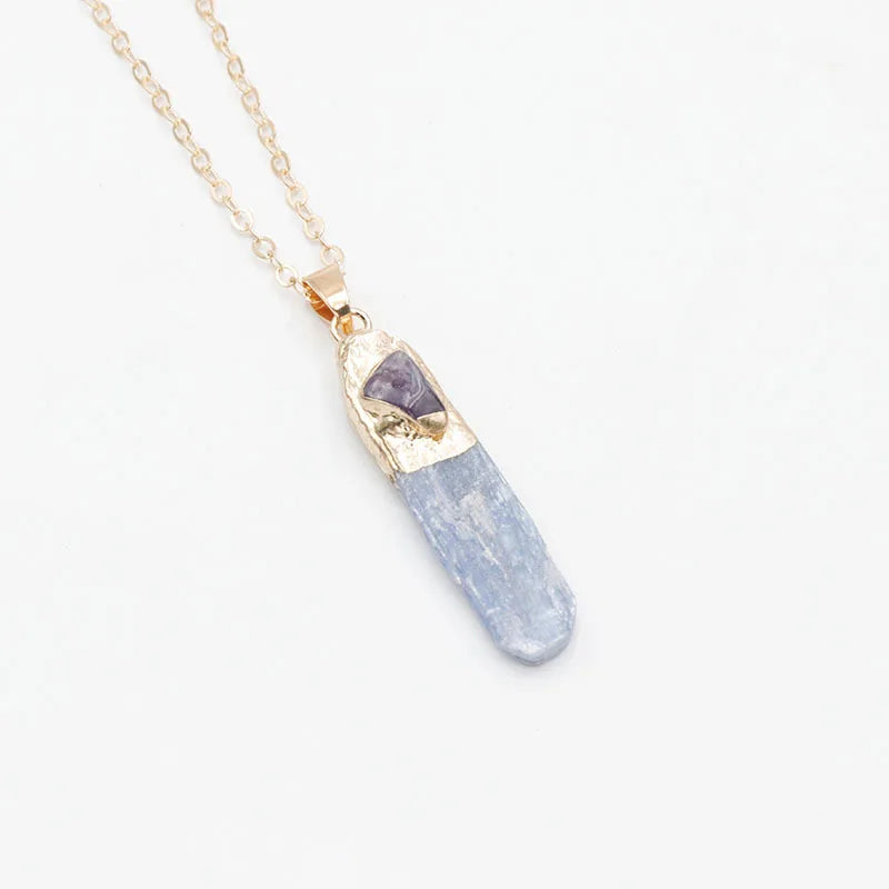 Natural bluestone pendant bluestone amethyst necklace