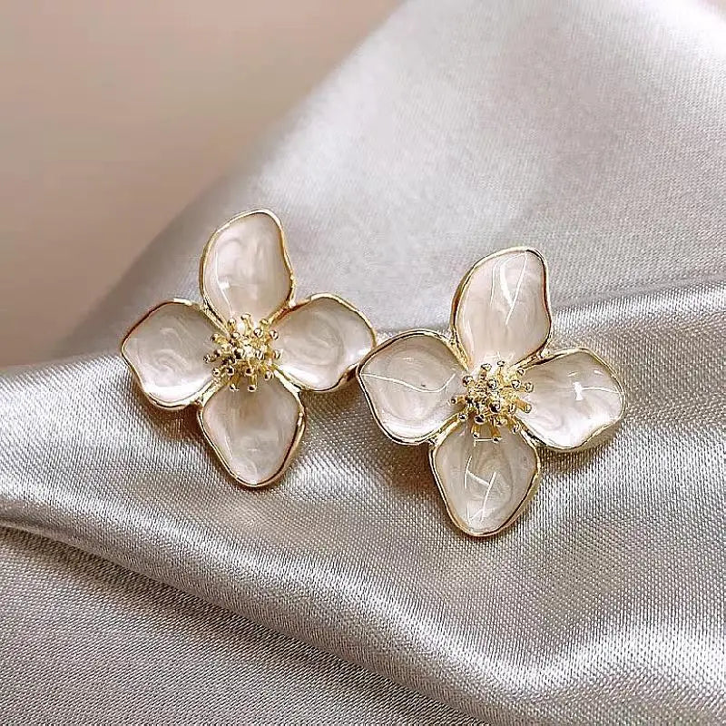 Retro Drip Glaze studs Flower Earrings