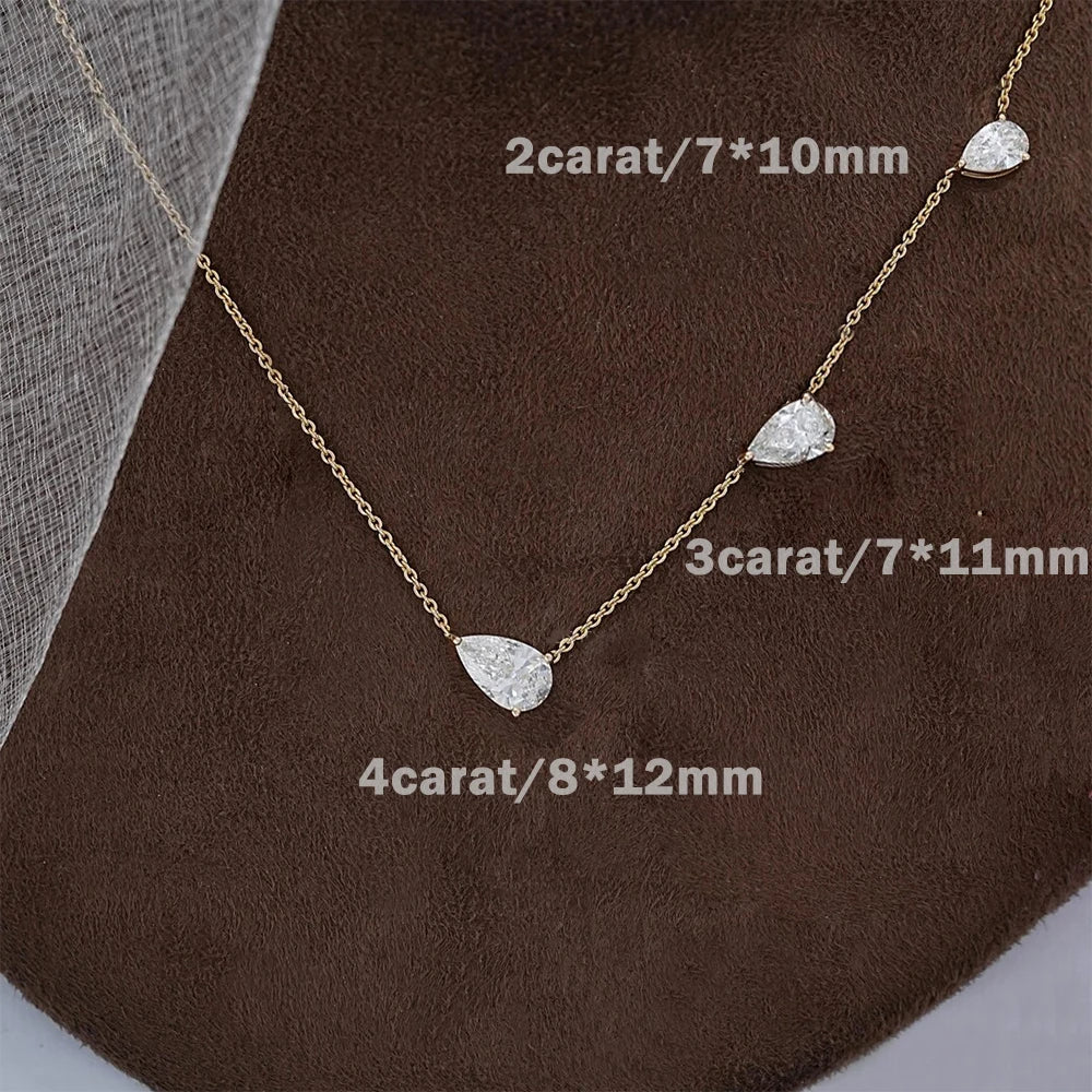 3-Stones Waterdrop Moissanite Pendant Necklace