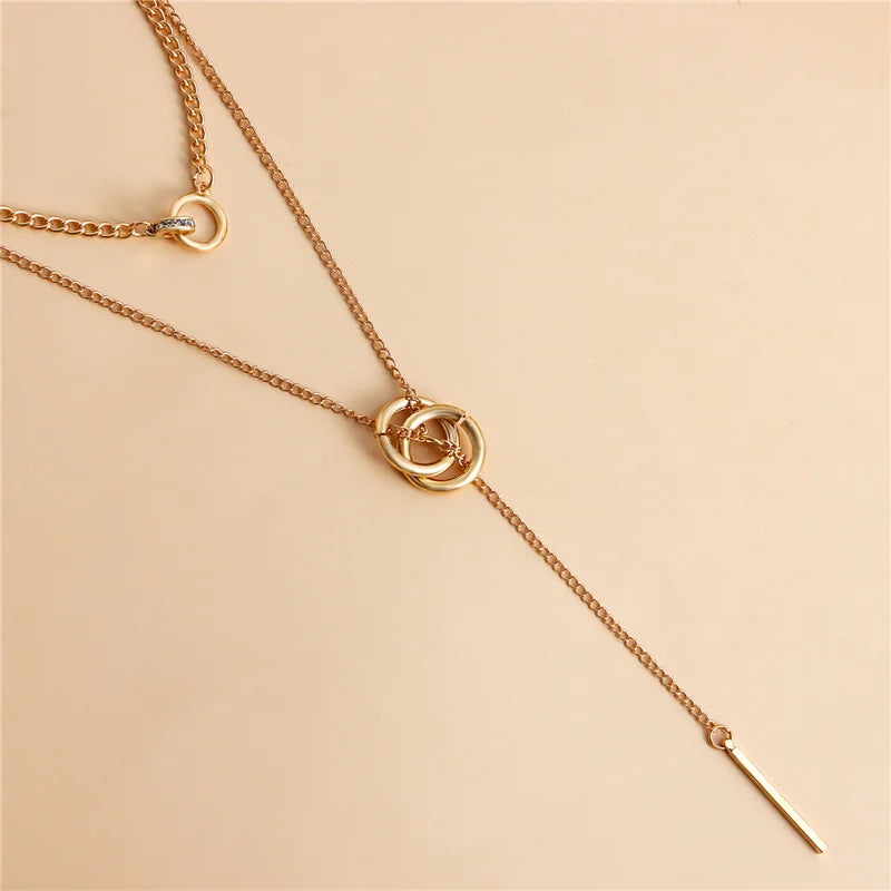 Boho Vintage Double Round Charm Layered