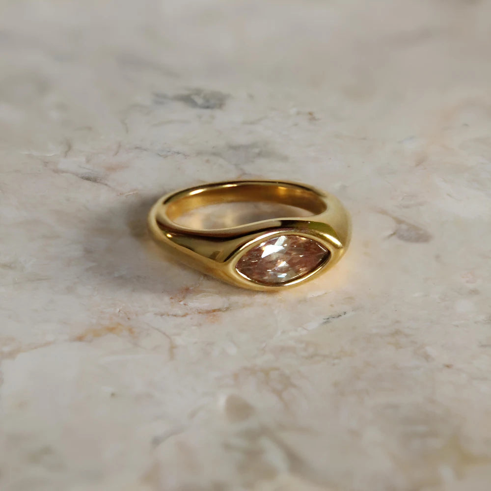Titanium Steel Marquise Cut Ring