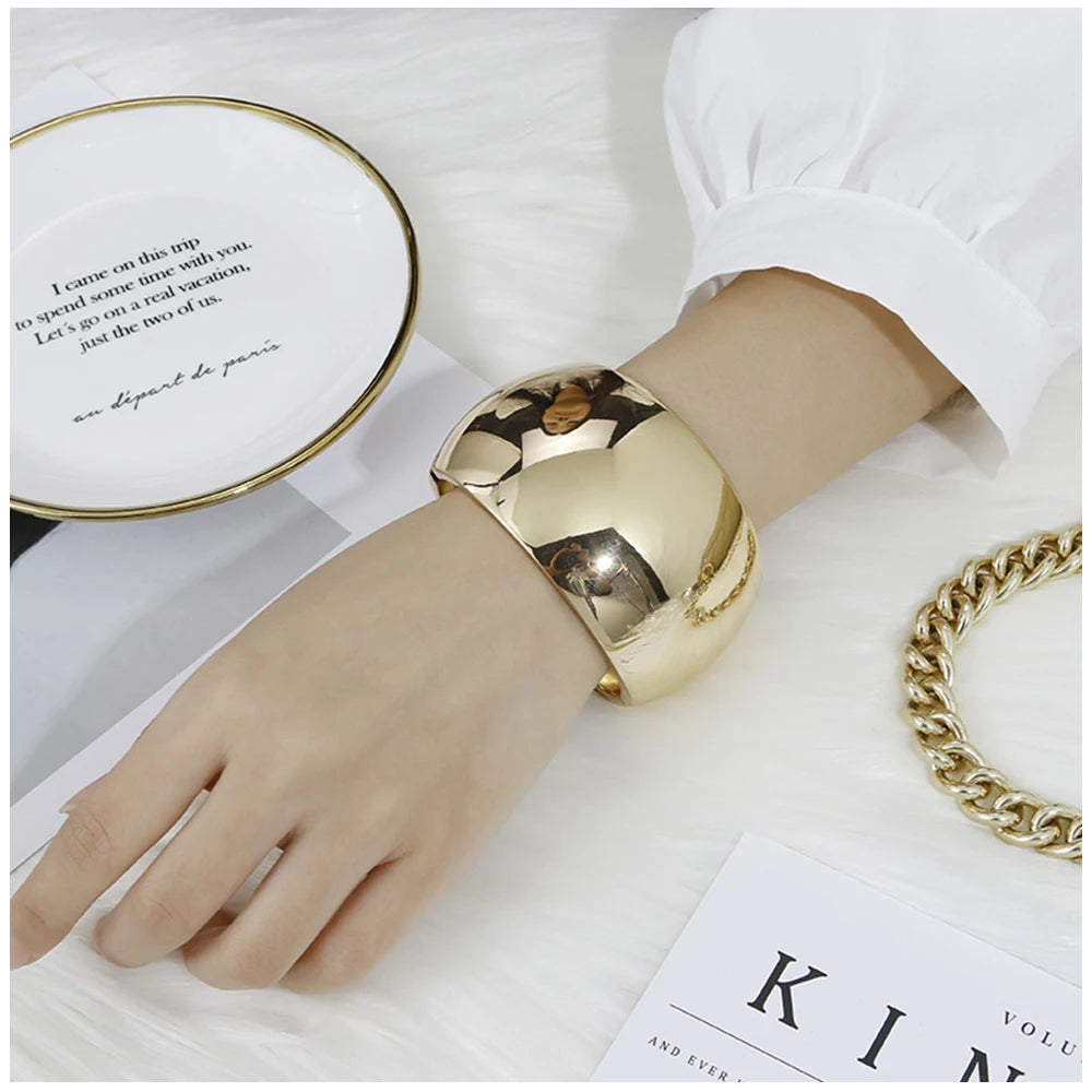 Large Size Wide Smooth Cuff Bracelet