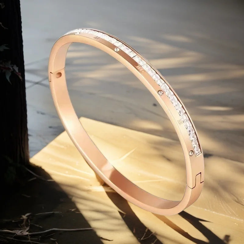 Bracelet bangle titanium 18k plated