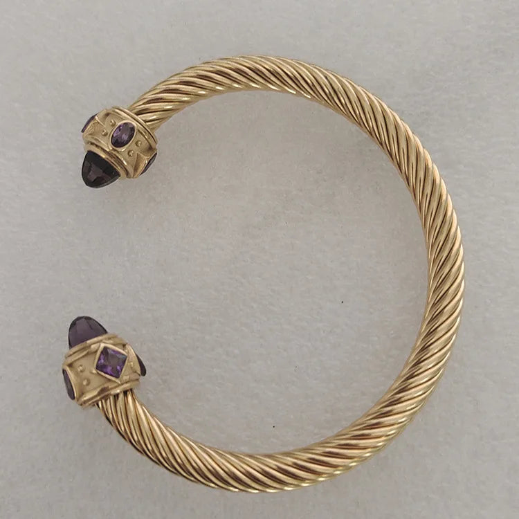 Jawhara Stainless Steel Zircon Open Bracelet