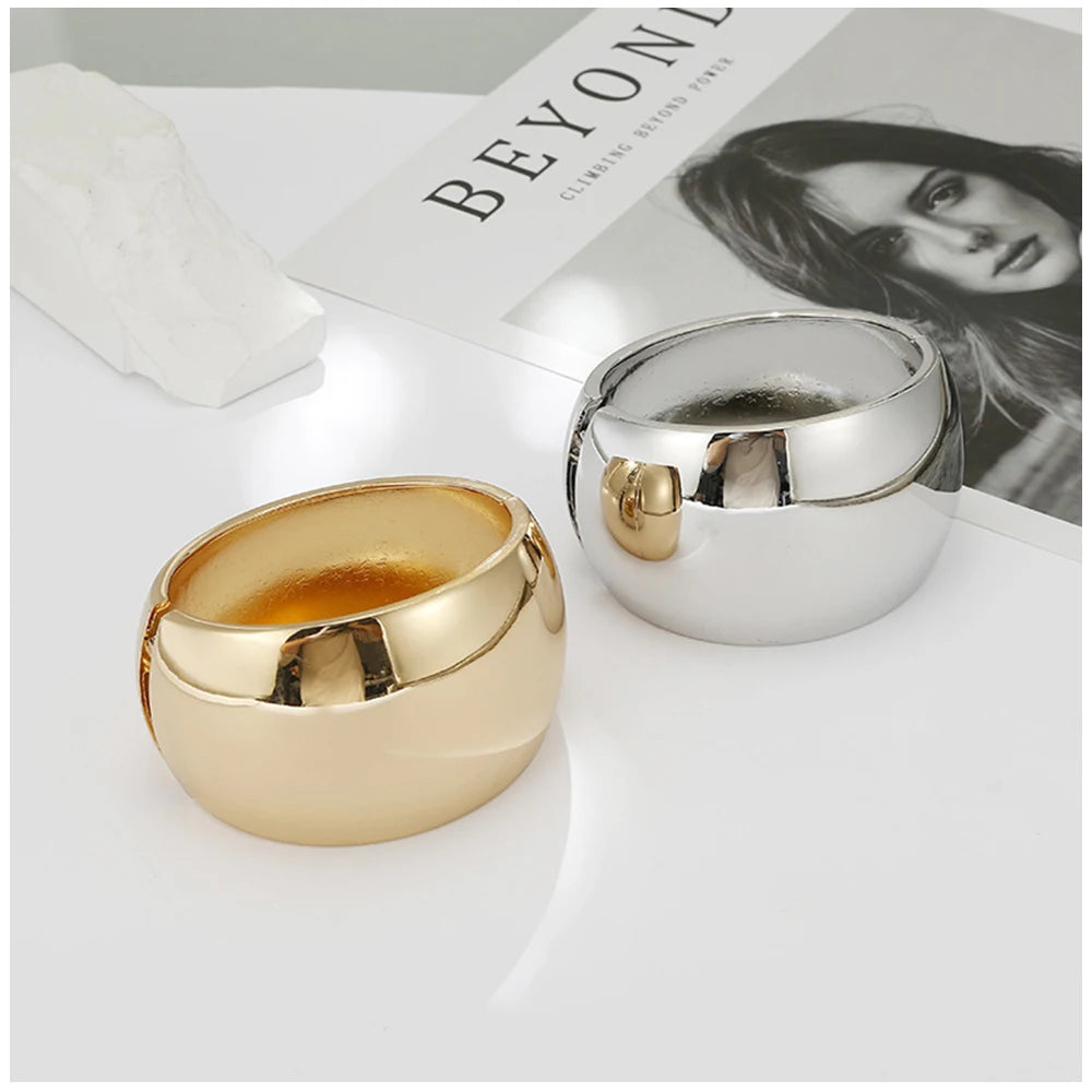 Large Size Wide Smooth Cuff Bracelet