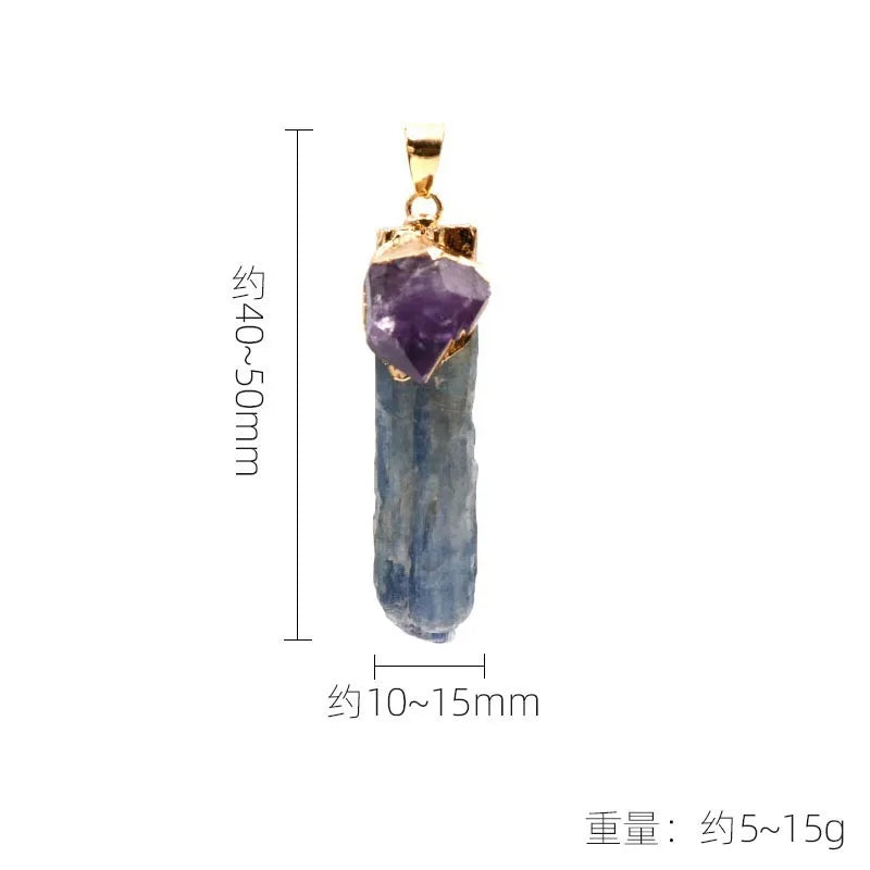 Natural bluestone pendant bluestone amethyst necklace