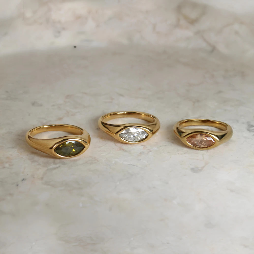 Titanium Steel Marquise Cut Ring
